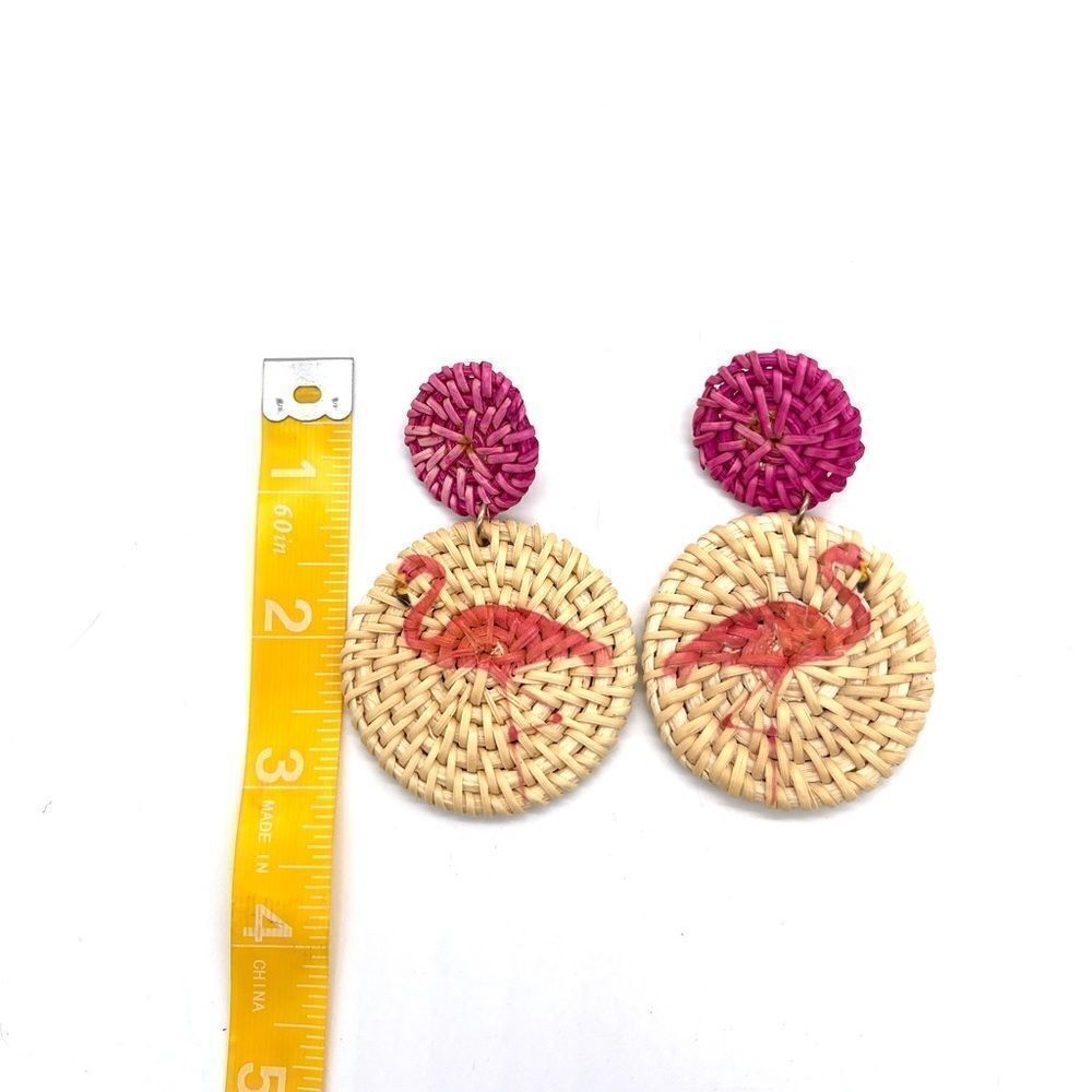 Rattan Earrings Double Disk - Picture 2 of 4